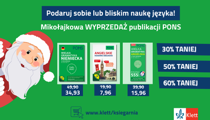 Podaruj sobie lub bliskim naukę języka. Mikołajkowa wyprzedaż publikacji PONS