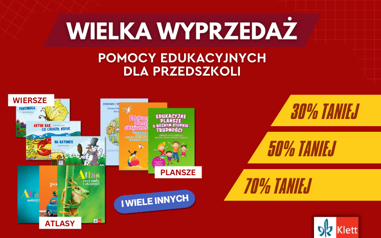 Poszukujesz ciekawych pomocy edukacyjnych w atrakcyjnych cenach? Trafiłeś idealnie! Właśnie wystartowała jesienna wyprzedaż magazynowa, a rabaty sięgają nawet -70%! W promocji znajdziesz plansze, atlasy, zabawy grafomotoryczne i wiele innych!